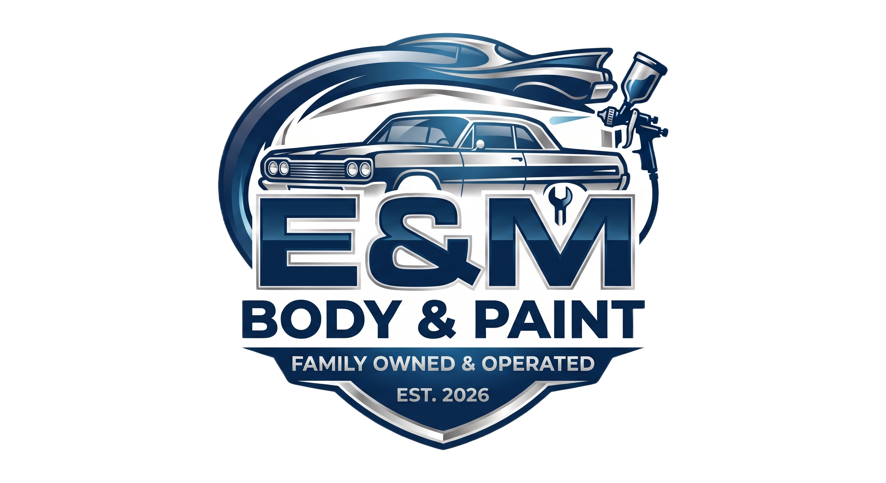 E&M Body and Paint Logo